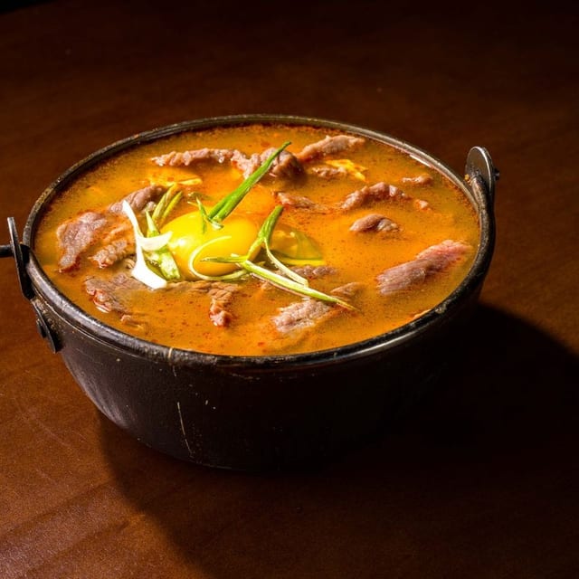 Korean Beef Ribs Tofu Soup with Egg.
